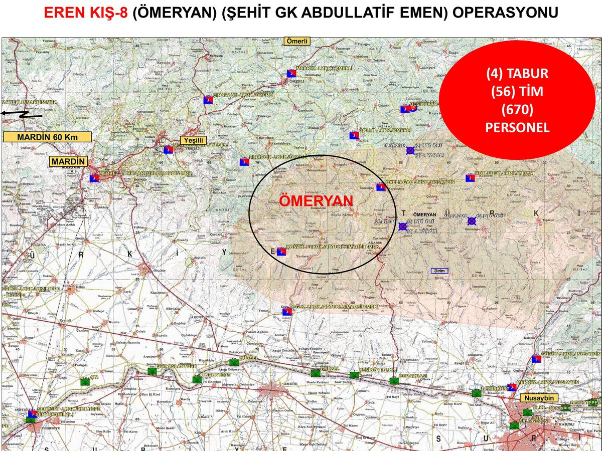 Mardin\'de Eren Kış-8 Ömeryan Şehit Güvenlik Korucusu Abdullatif Emen Operasyonu başlatıldı