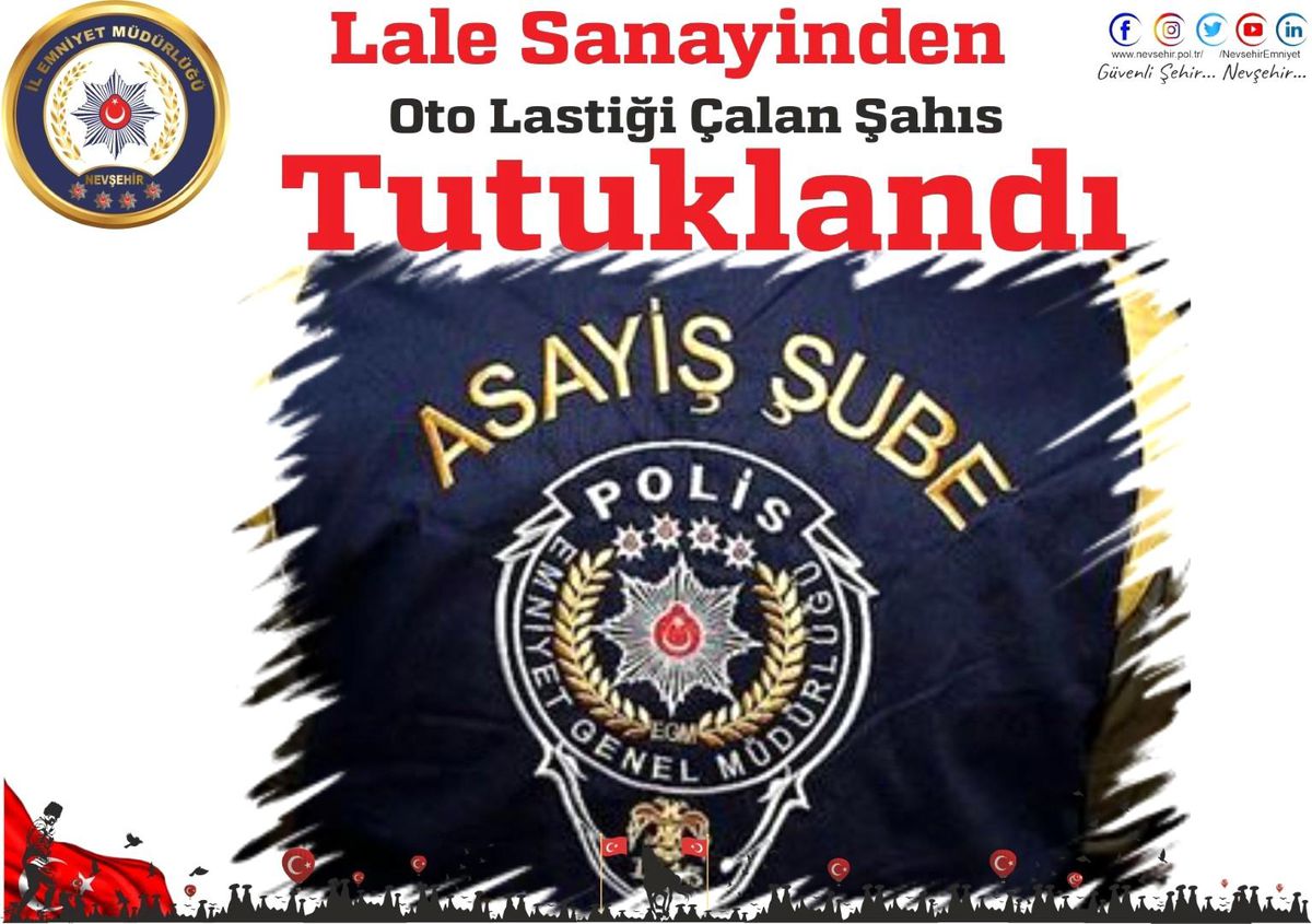 Oto lastiği çalan şahıs tutuklandı