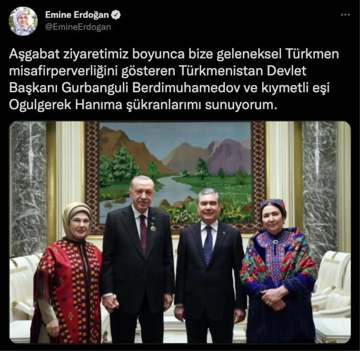 Emine Erdoğan\'dan "Türkmenistan" paylaşımı