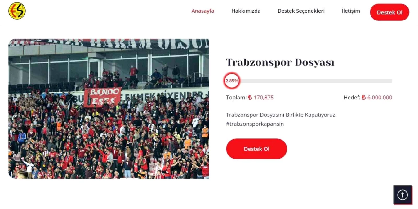 Es-Es\'in Trabzonspor dosyası için başlattığı kampanya 170 bin liraya ulaştı
