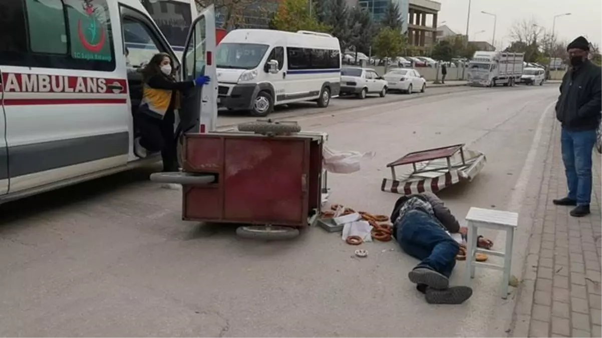 70 kilometre hızla esen rüzgarda uçan tezgah, simitçinin kafasına çarptı! Simitçi ağır yaralandı!