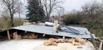 Çanakkale'de fırtına bir evin çatısını uçurdu