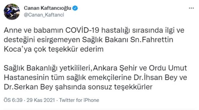 CHP İstanbul İl Başkanı Canan Kaftancıoğlu'ndan Bakan Koca'ya teşekkür