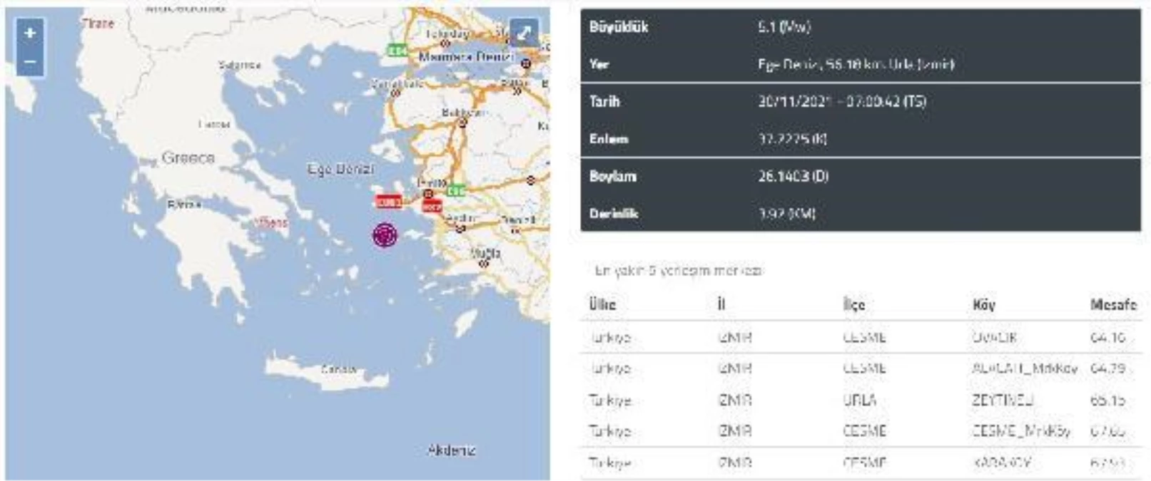 Ege Denizi\'nde, Urla açıklarında 5.1 büyüklüğünde deprem (3)