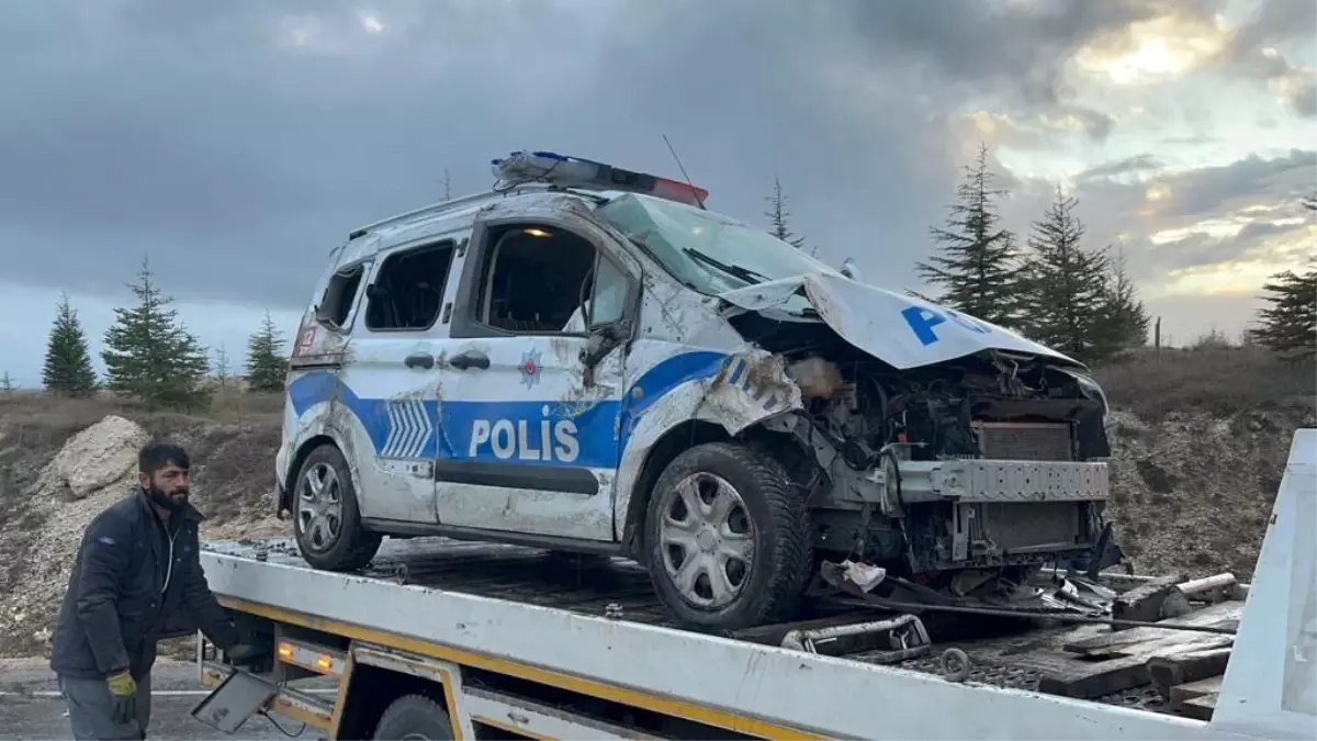 Önüne yabani hayvan çıkan polis aracı takla attı: 2 polis yaralı