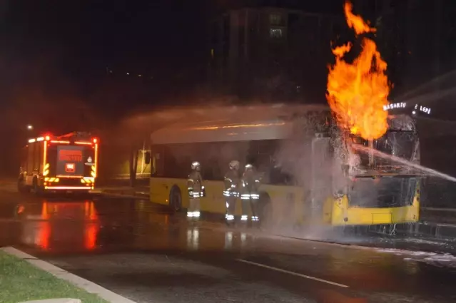 basaksehir de ozel halk otobusu alev topuna dondu son dakika