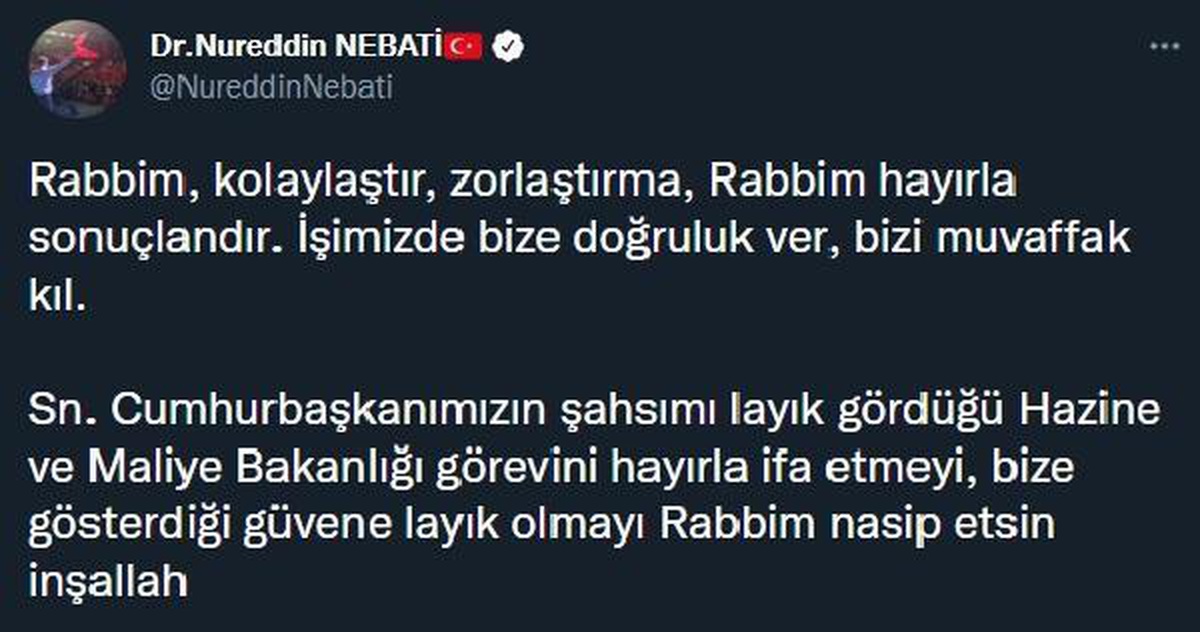 Hazine ve Maliye Bakanlığı\'na Nureddin Nebati atandı (ek)