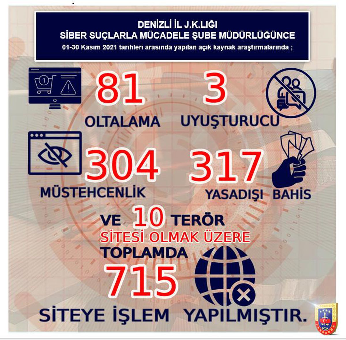 Jandarmadan internet sitelerine siber operasyon