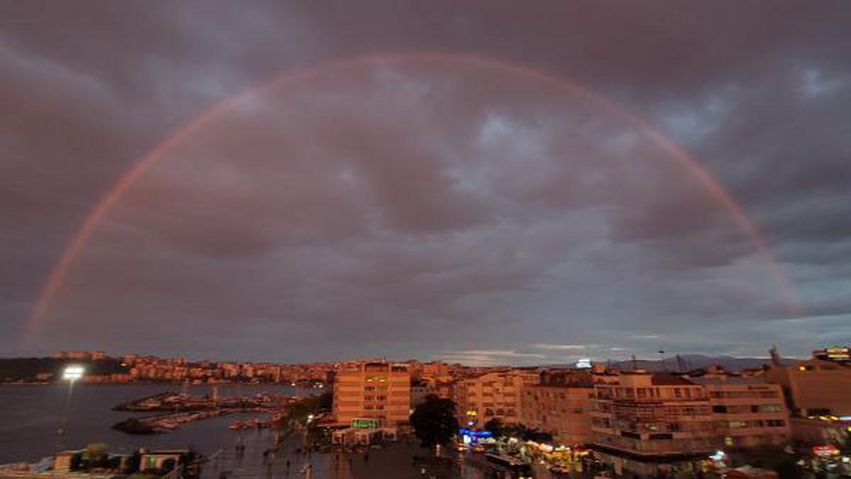 Rainbow at sunset in Canakkale