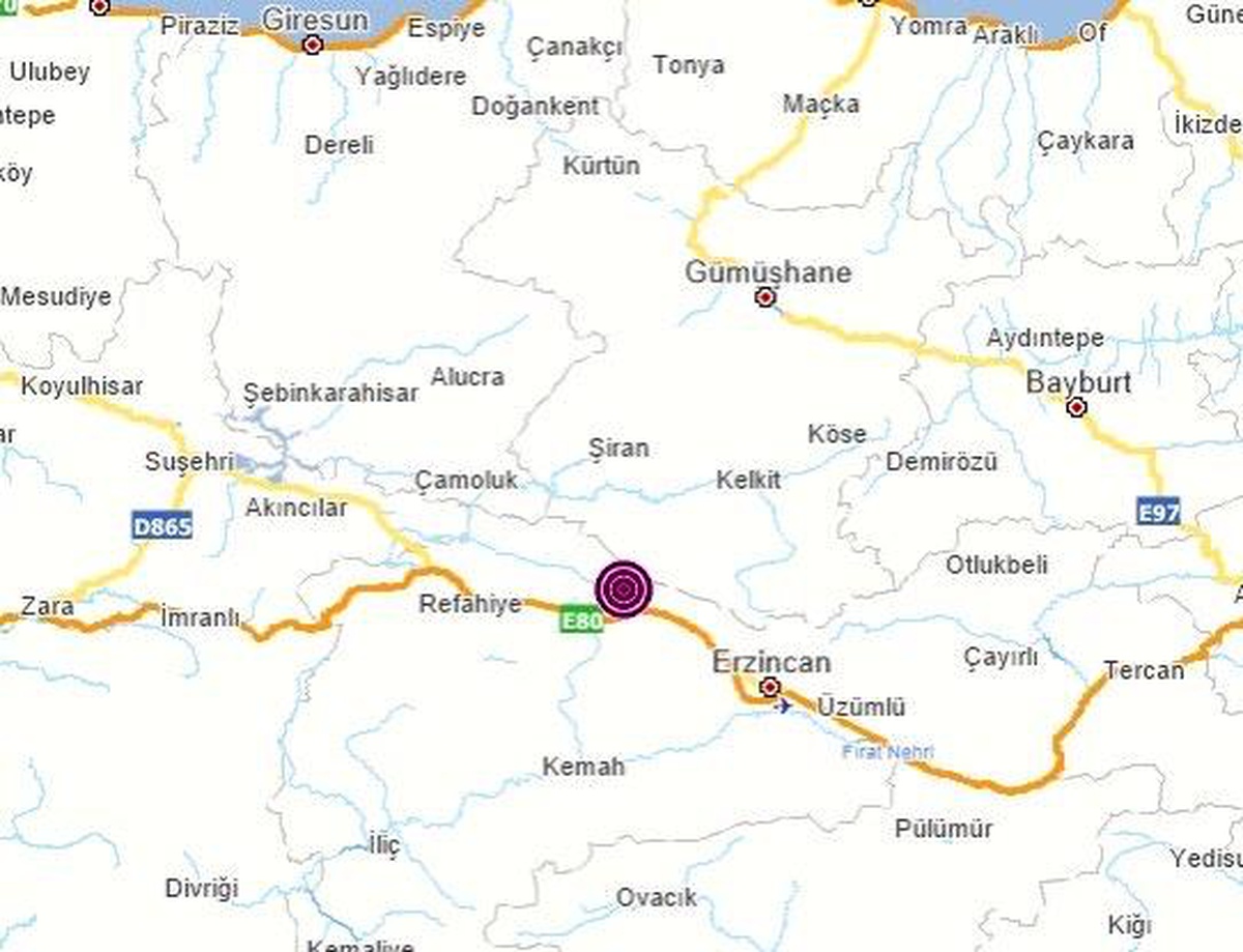 Erzincan Refahiye\'de 3.5 büyüklüğünde deprem