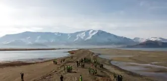 Van Gölü'ndeki çekilme fotoğraflarda