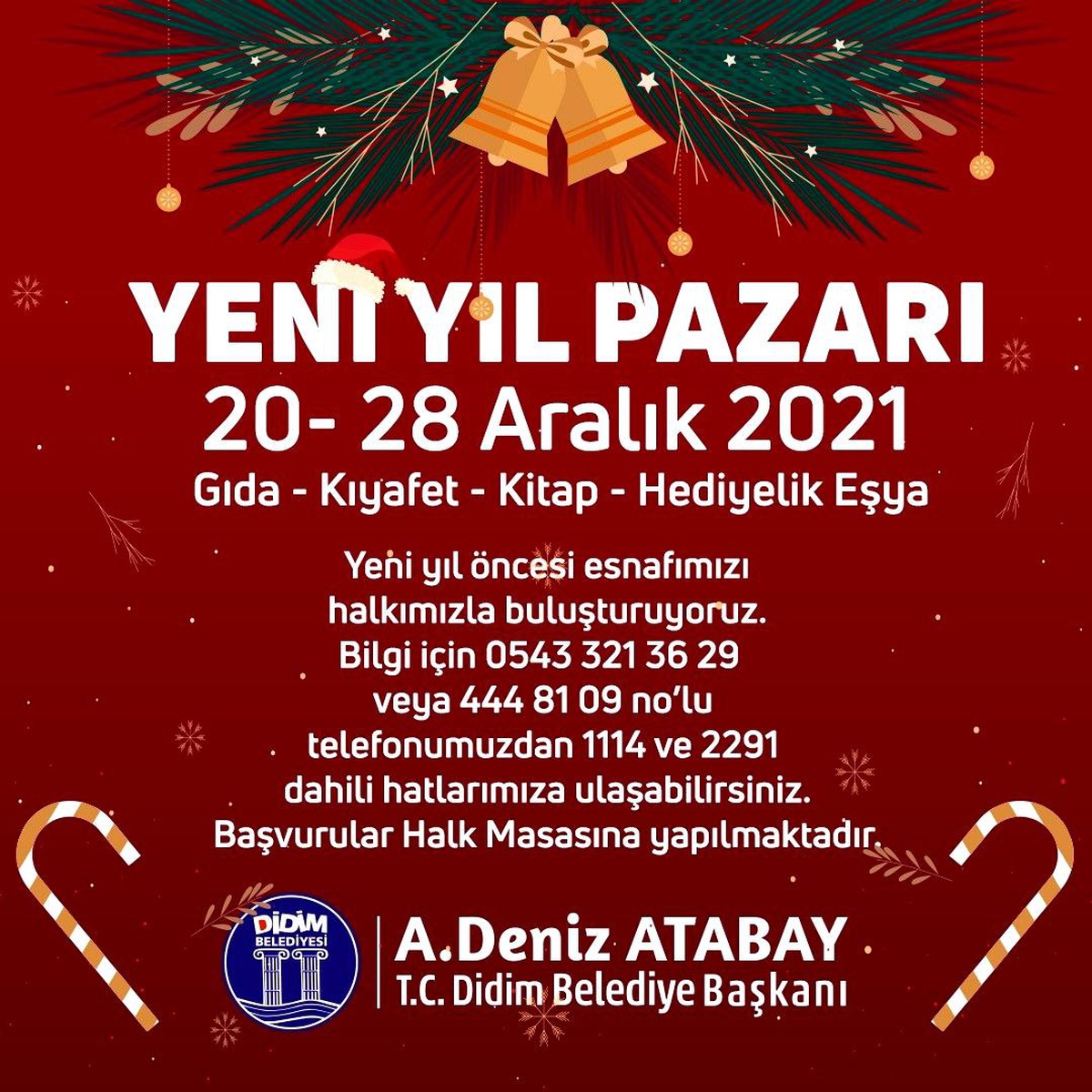 Didim Belediyesi, esnaf ve vatandaşları yeni yıl pazarında buluşturacak
