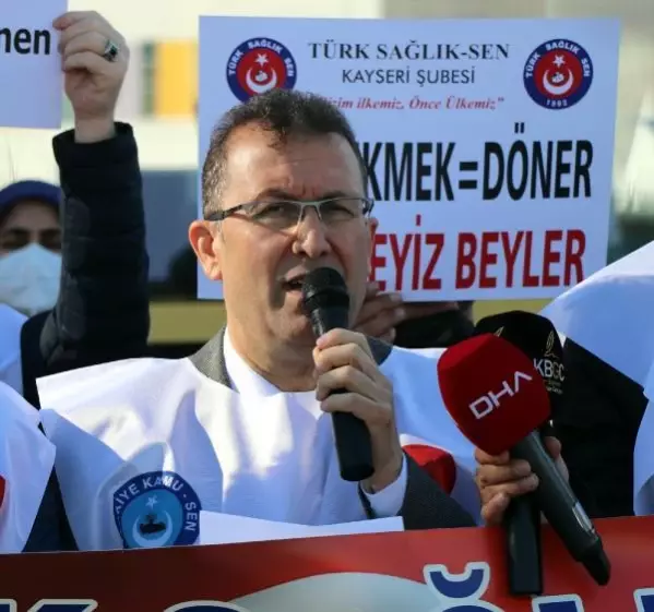 Kayseri'de Türk Sağlık-Sen üyelerinden iş bırakma eylemi