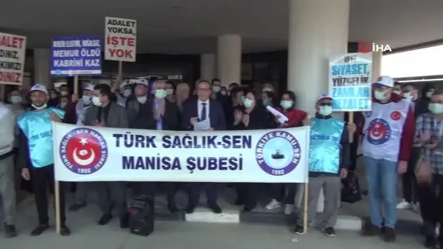 Manisa'da Türk Sağlık Sen üyesi sağlıkçılar bir günlük iş bırakma eylemi yaptı