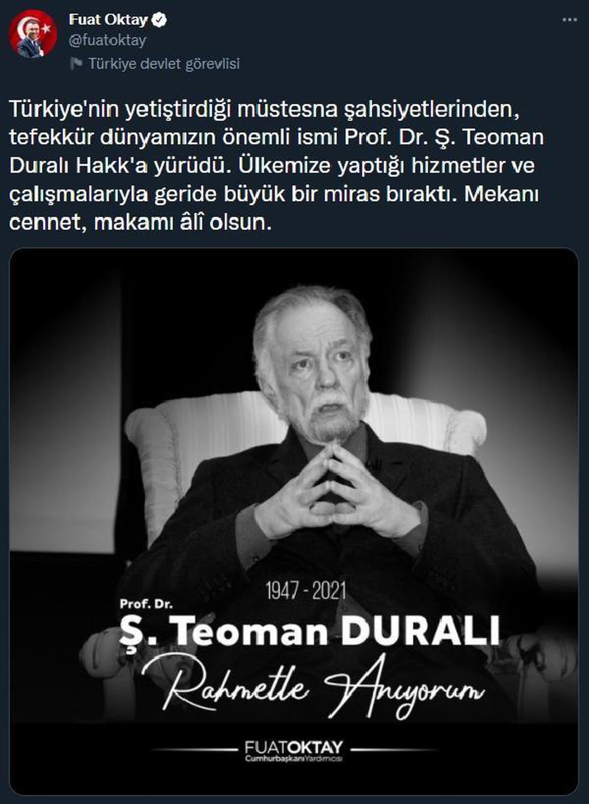 Prof. Dr. Teoman Duralı\'ya taziye mesajları (2)