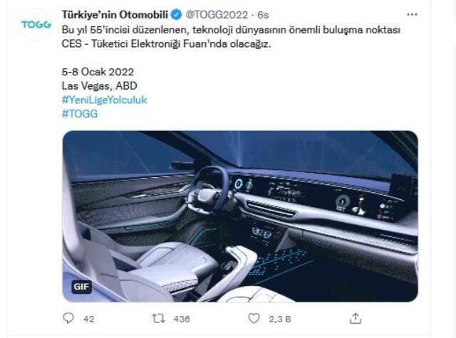 Yerli otomobil TOGG, CES 2022'de dünya vitrinine çıkmaya hazırlanıyor Yerli otomobil TOGG, CES 2022'de dünya vitrinine çıkmaya hazırlanıyor
