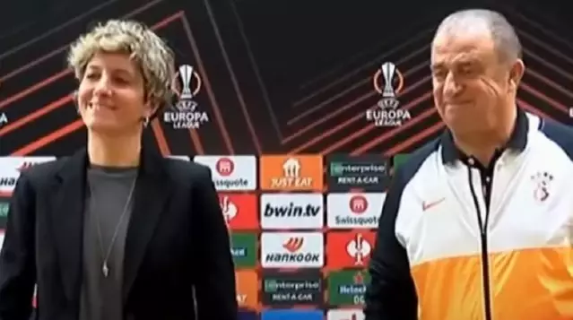 Fatih Terim ve kadın tercüman arasında tebessüm yaratan konuşma Fatih Terim ve kadın tercüman arasında tebessüm yaratan konuşma