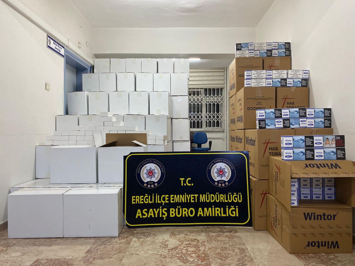 Konya\'da 1 milyon 400 bin kaçak makaron ele geçirildi