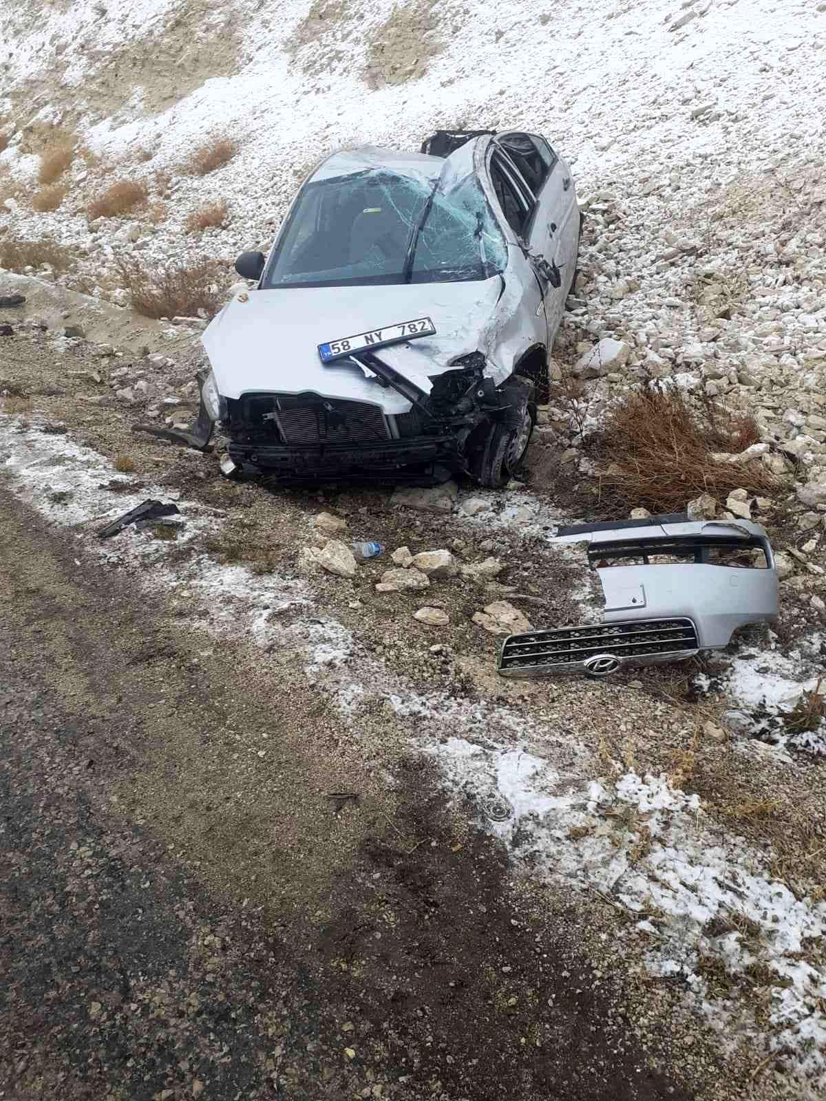 Otomobil karlı havada takla attı, 1 yaralı