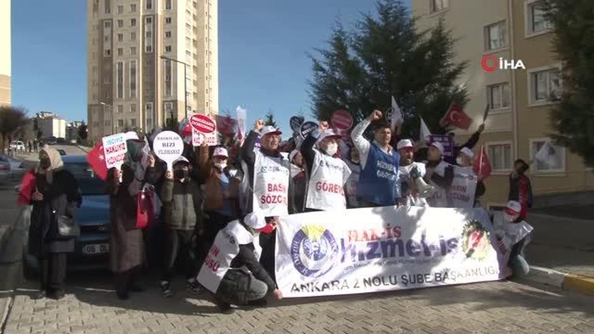 HAK-İŞ\'ten üyelerini işten çıkarttıklarını iddia ettikleri site yönetimine protesto