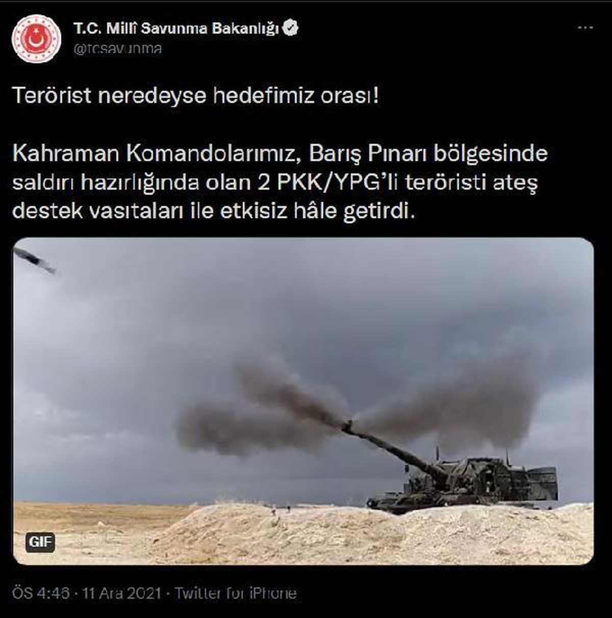 Barış Pınarı bölgesinde 2 PKK/YPG\'li terörist etkisiz hale getirildi