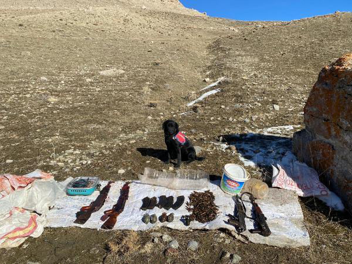 Van\'da PKK\'lı teröristlere ait silah ve mühimmat bulundu