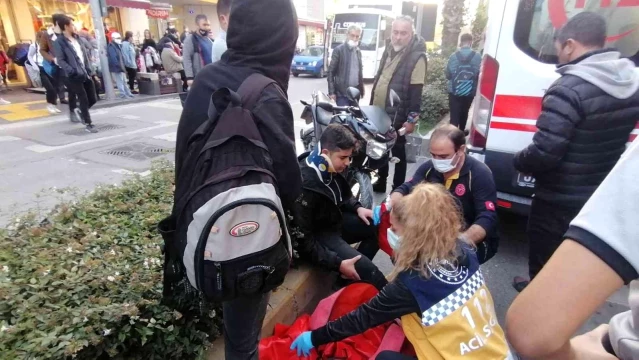 Yaya geçidinde motosikletin çarptığı hamile kadın yaralandı