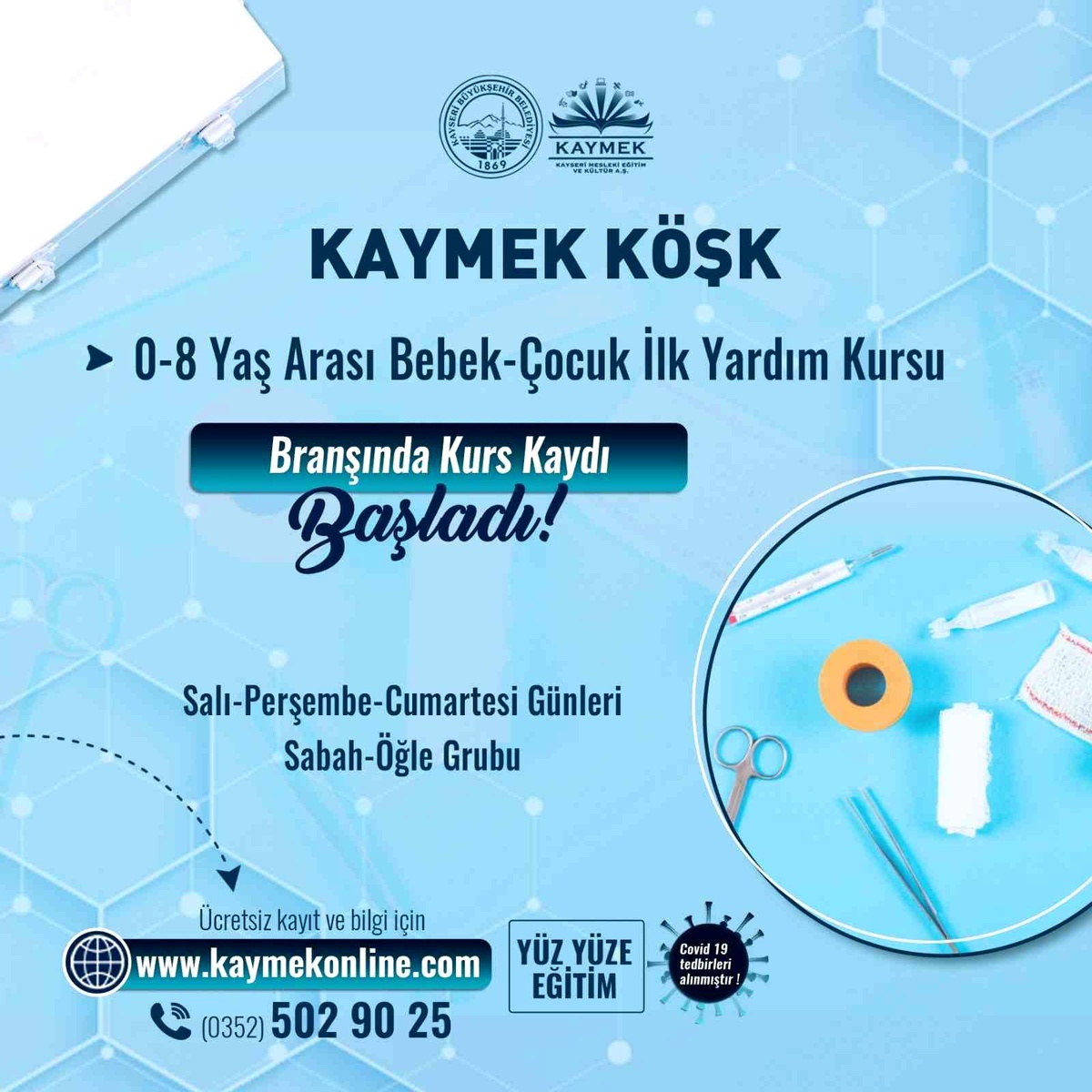 Kayseri Büyükşehir Belediyesinden anne ve babalara ilk yardım kursu
