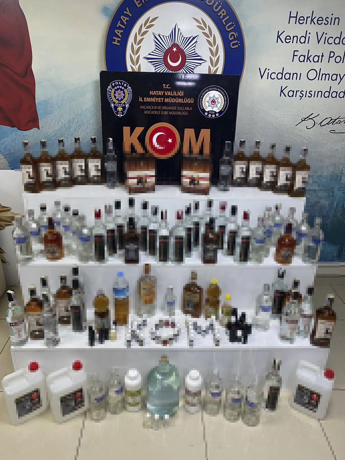 Hatay\'da 64 şişe kaçak ve 23 litre sahte içki ele geçirildi