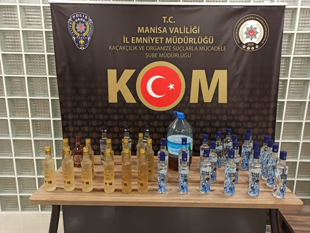 Manisa\'da 37 şişe sahte içki ele geçirildi