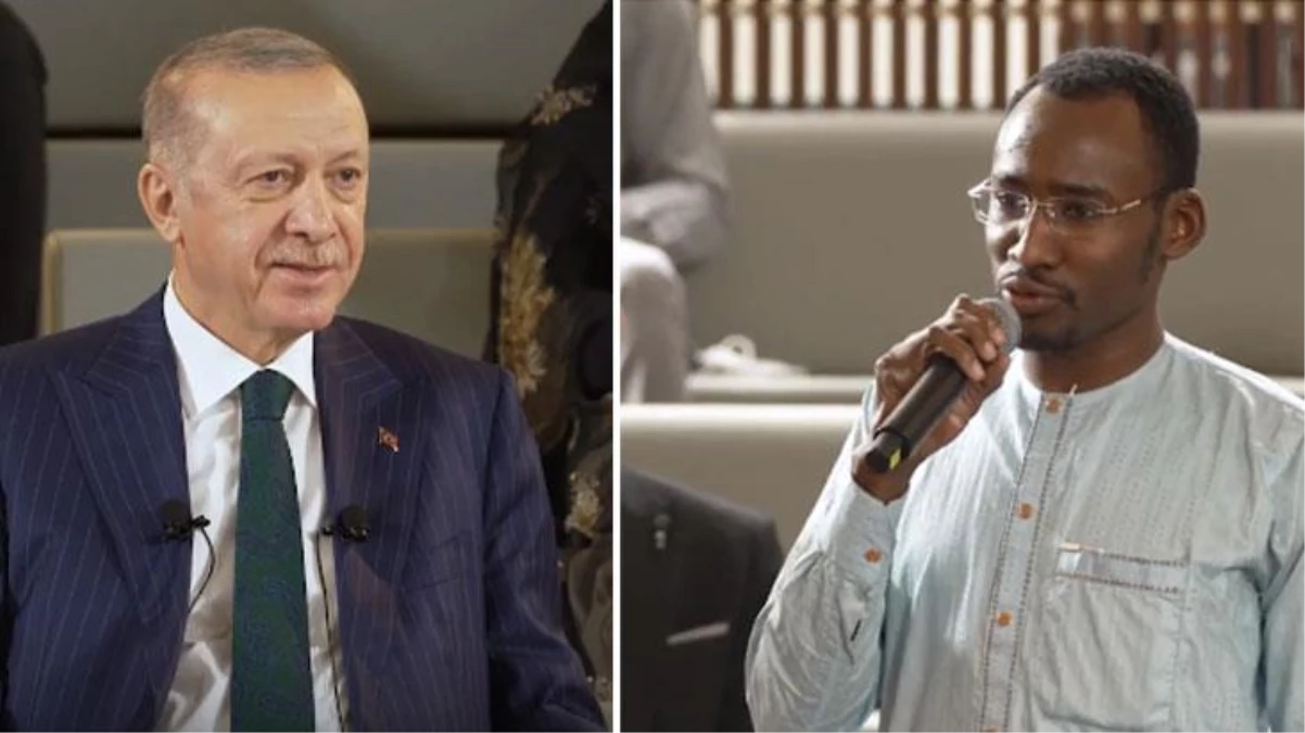 Cumhurbaşkanı Erdoğan ile Afrikalı gençlerin buluşması! Çadlı Ömer\'in okuduğu "Zulmü alkışlayamam" şiiri geceye damga vurdu