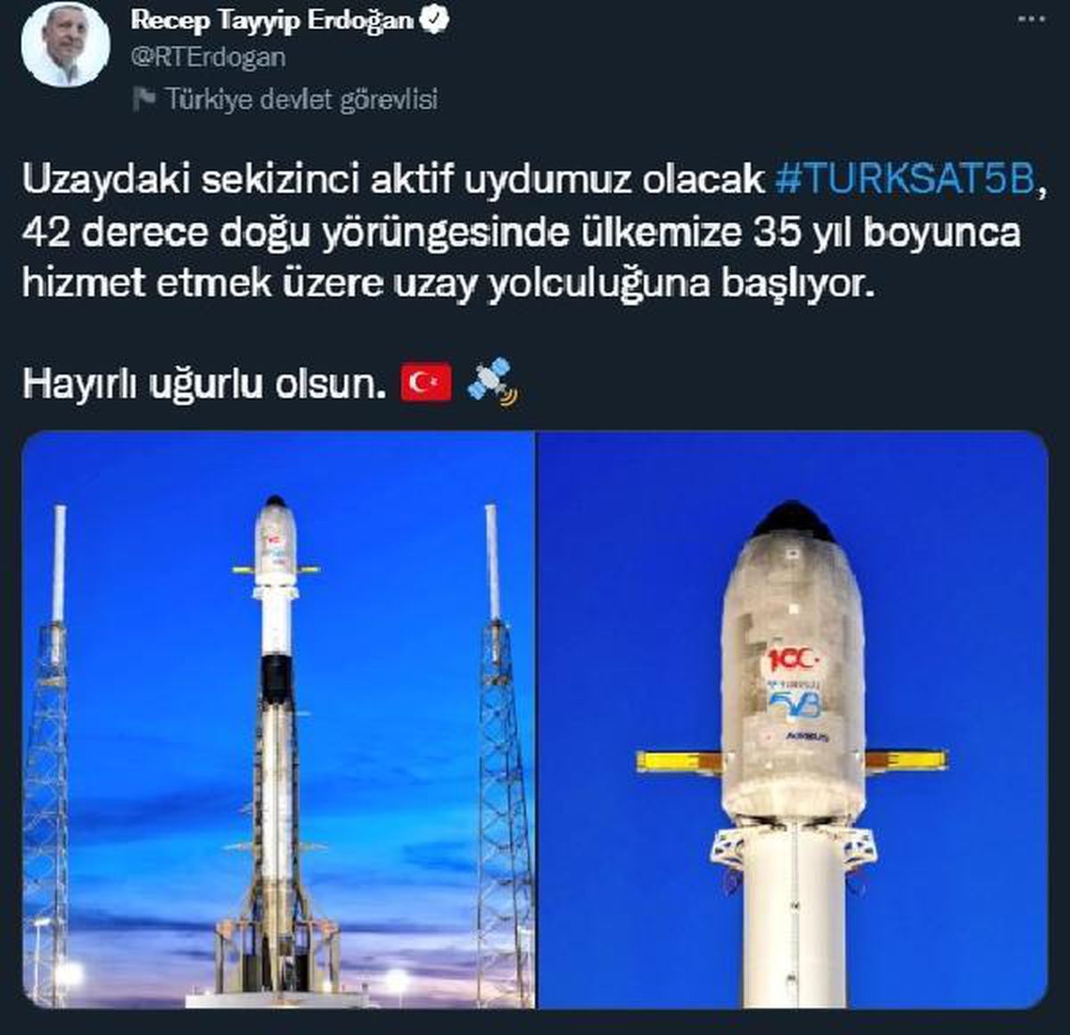 Son dakika haberleri... Cumhurbaşkanı Erdoğan\'dan \'Türksat 5B\' açıklaması