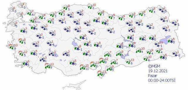 Meteoroloji 19 Aralık Pazar günü tarihli raporunu paylaştı! Kar yağışıyla birlikte sıcaklık gündüz bile -20'lerin altına düşecek