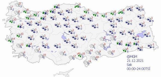 Meteoroloji 19 Aralık Pazar günü tarihli raporunu paylaştı! Kar yağışıyla birlikte sıcaklık gündüz bile -20'lerin altına düşecek