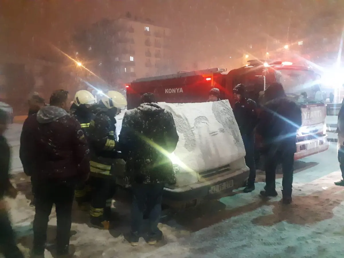 Seydişehir\'de çalıştırılmaya çalışılan otomobil yandı