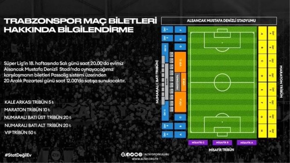 Altay\'da Trabzonspor maçına uygun fiyatlı bilet