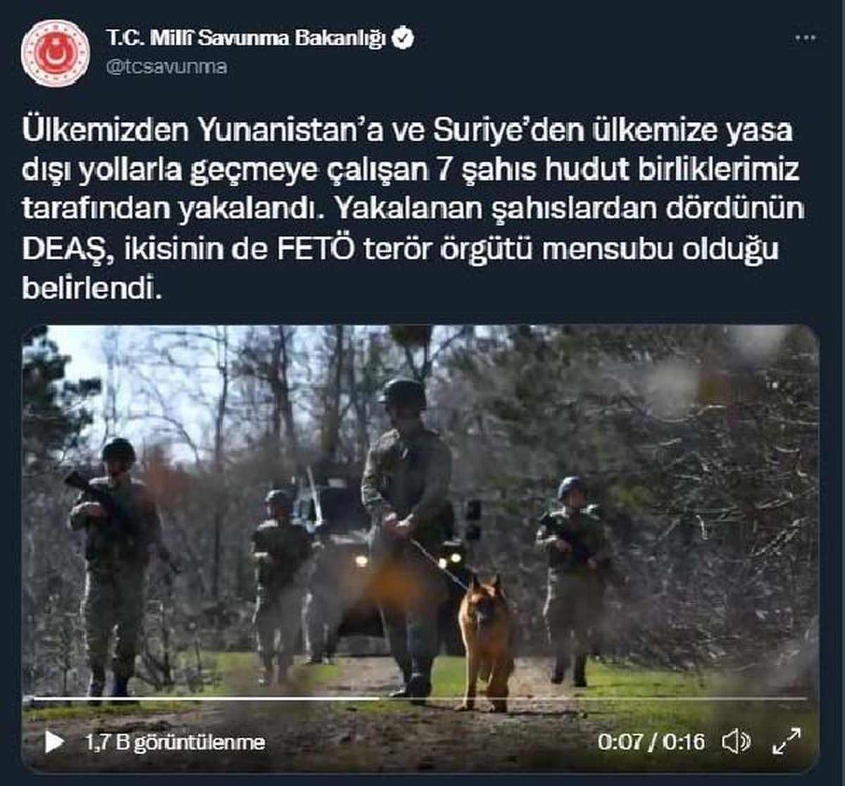 MSB: Sınırda 4 DEAŞ, 2 FETÖ mensubu yakalandı