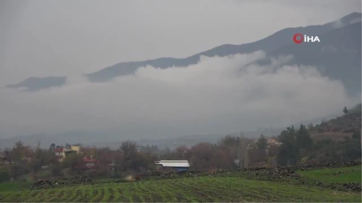 Amanos Dağları yağmur sonrası sis bulutları ile kaplandı