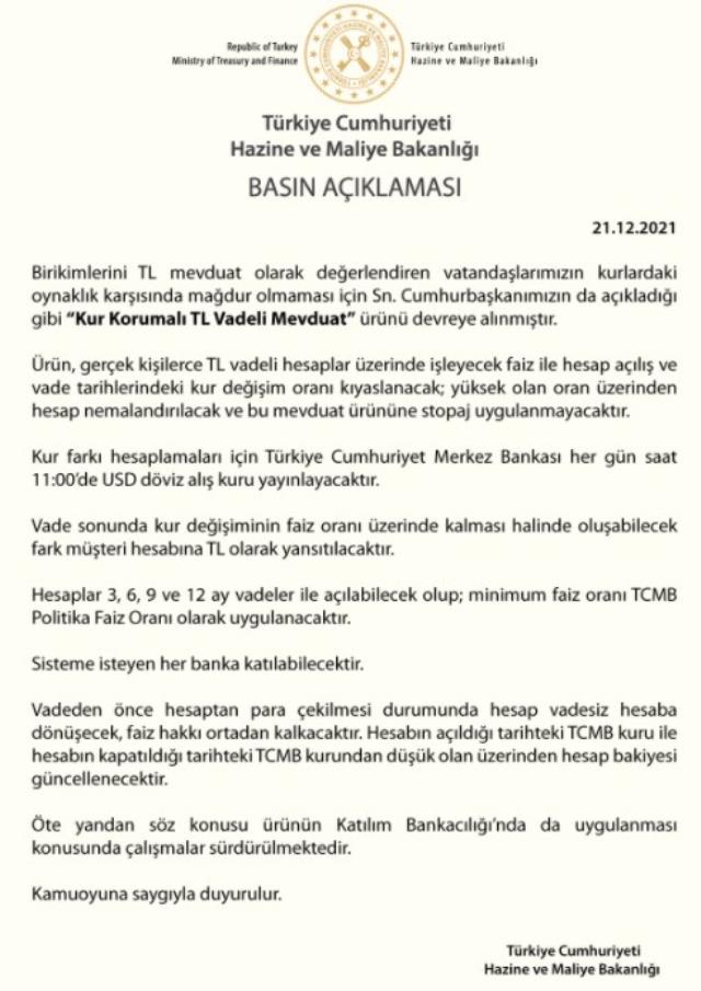 Son Dakika! Hazine ve Maliye Bakanı Nebati, kur korumalı TL vadeli mevduat sisteminin detaylarını açıkladı