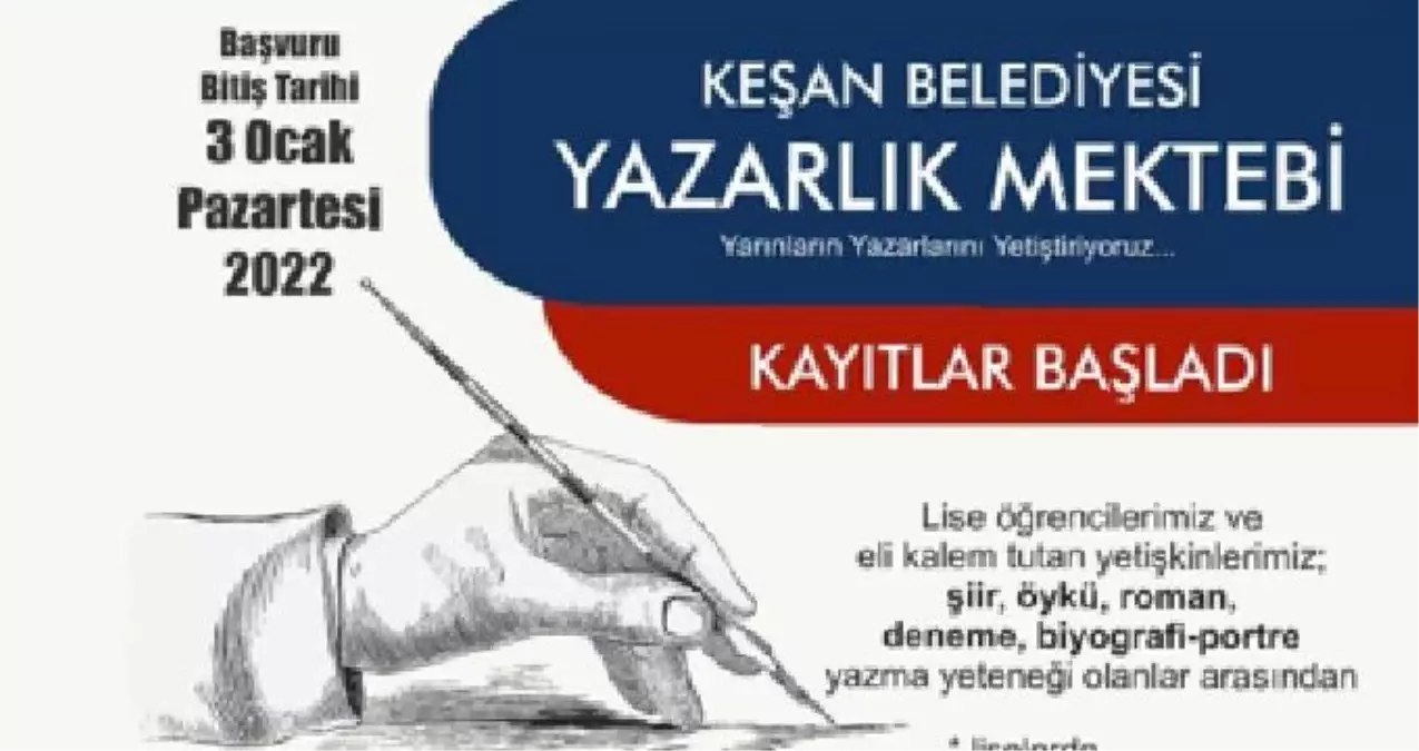 Keşan Belediyesi Yazarlık Mektebi açıyor