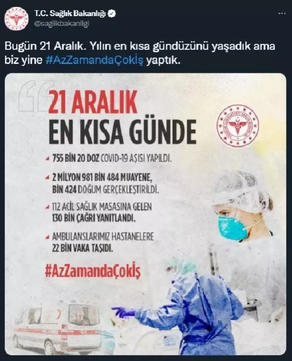 Son dakika haber | Sağlık Bakanlığı: Yılın en kısa gündüzünde 755 bin 20 doz aşı yaptık