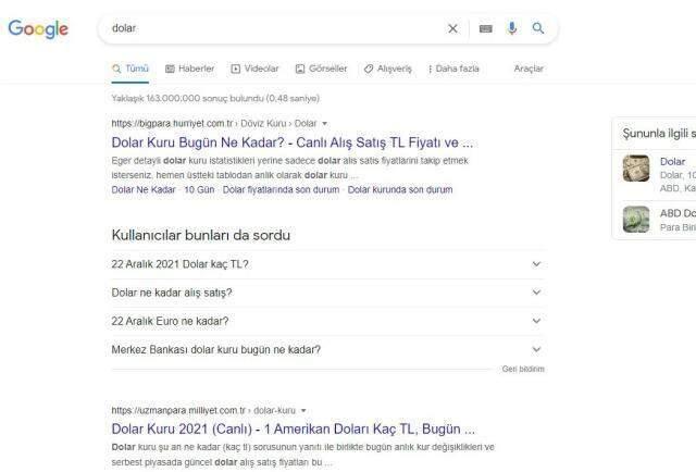 Yeni mevduat sisteminin doları alt etmesi sonrasında Google kuru gizlemeye başladı