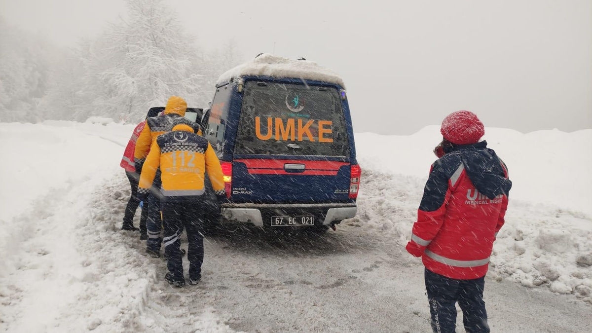 Zonguldak\'ta yolu kardan kapanan köydeki hastanın yardımına UMKE yetişti