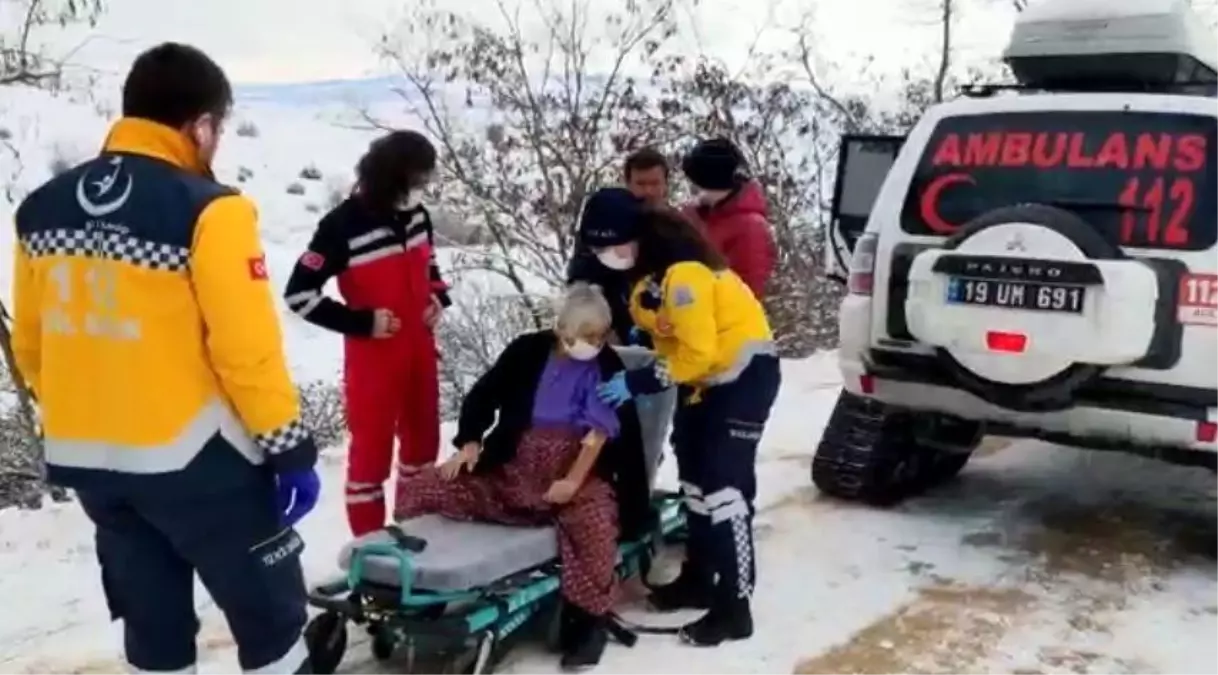 Köyde mahsur kalan hastaların imdadına paletli ambulansla yetiştiler