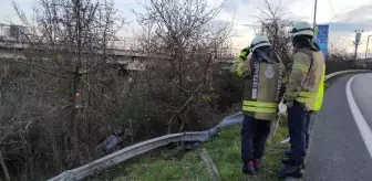 Beşiktaş'ta kontrolden çıkan otomobil şarampole yuvarlandı