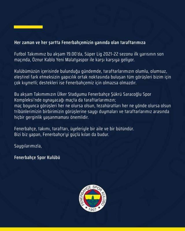 Tarihte benzeri görülmemiş çağrı! Fenerbahçe, protestoya hazırlanan taraftara seslendi