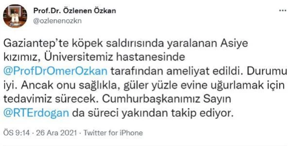 Prof. Dr. Özkan: Minik Asiye'nin derin yarası ve kemik eksiklikleri vardı