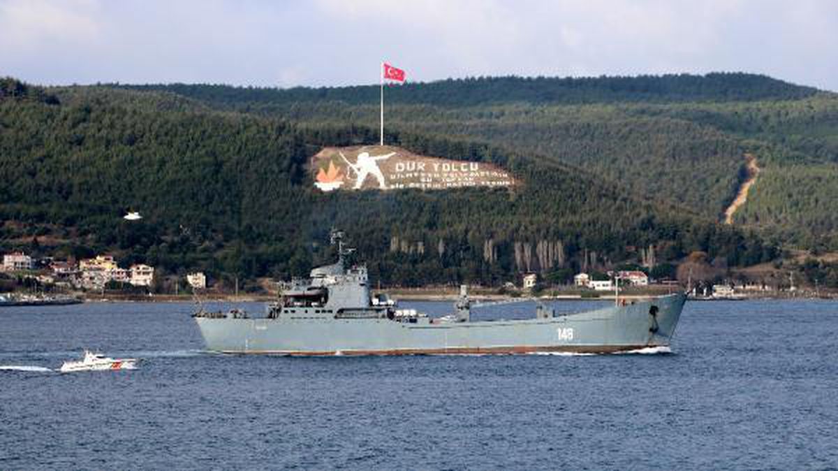 Russian warship Orsk passed through the Dardanelles
