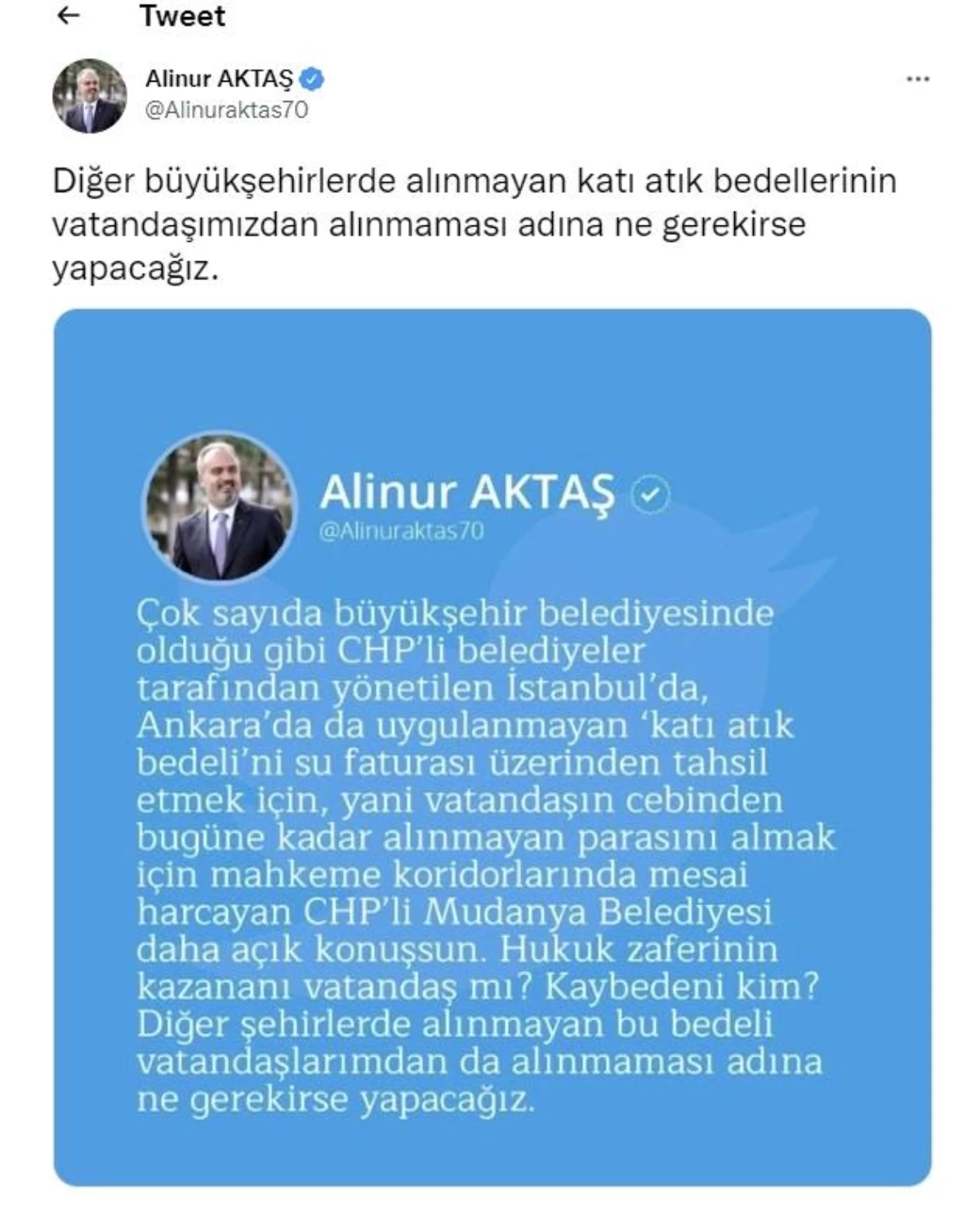 Büyükşehir Belediye Başkanı Aktaş\'tan, Mudanya Belediye Başkanına tepki