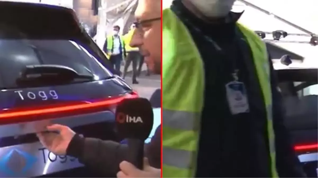 Canlı yayında TOGG'un bagajını açan muhabir, görevlinin hışmına uğradı: Açmayın dedik
